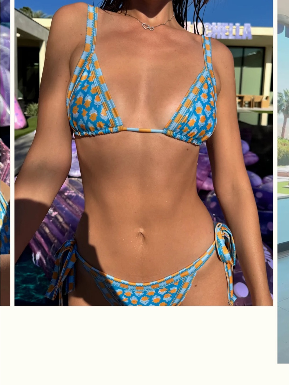 Strawberry Milk Mob Blue & Orange Triangle Bikini AND Matching Mens Short